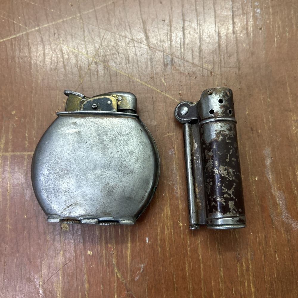 Pair Of WWII Trench Lighters Dunhill Service Evan's  Spitfire Untested As Is